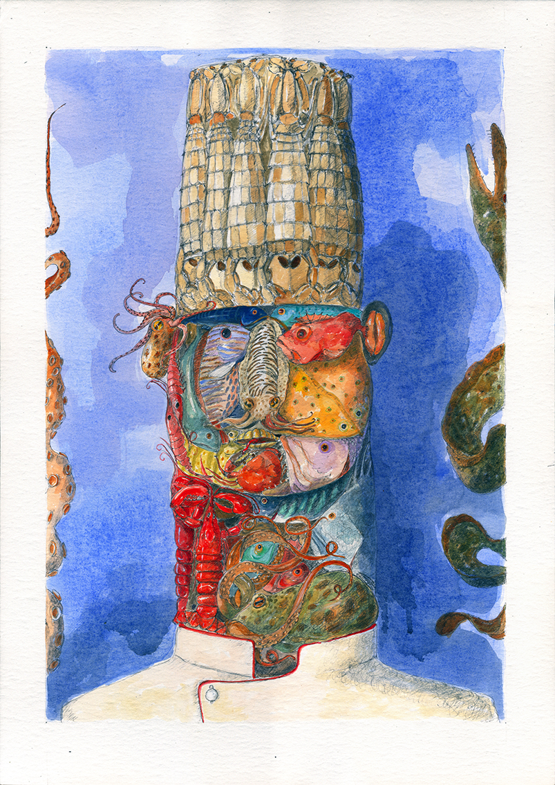 Stampa – Litografia Pino Procopio – Il cuoco di Arcimboldo