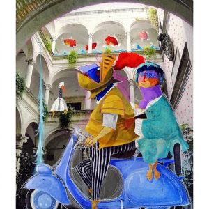 Grafica d'arte Giclee Pino Procopio - La vespa blu